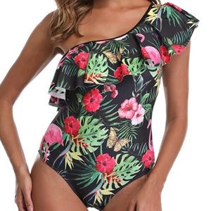 Flamingo Women’s One Piece NWT Swim Suit Tropical Small